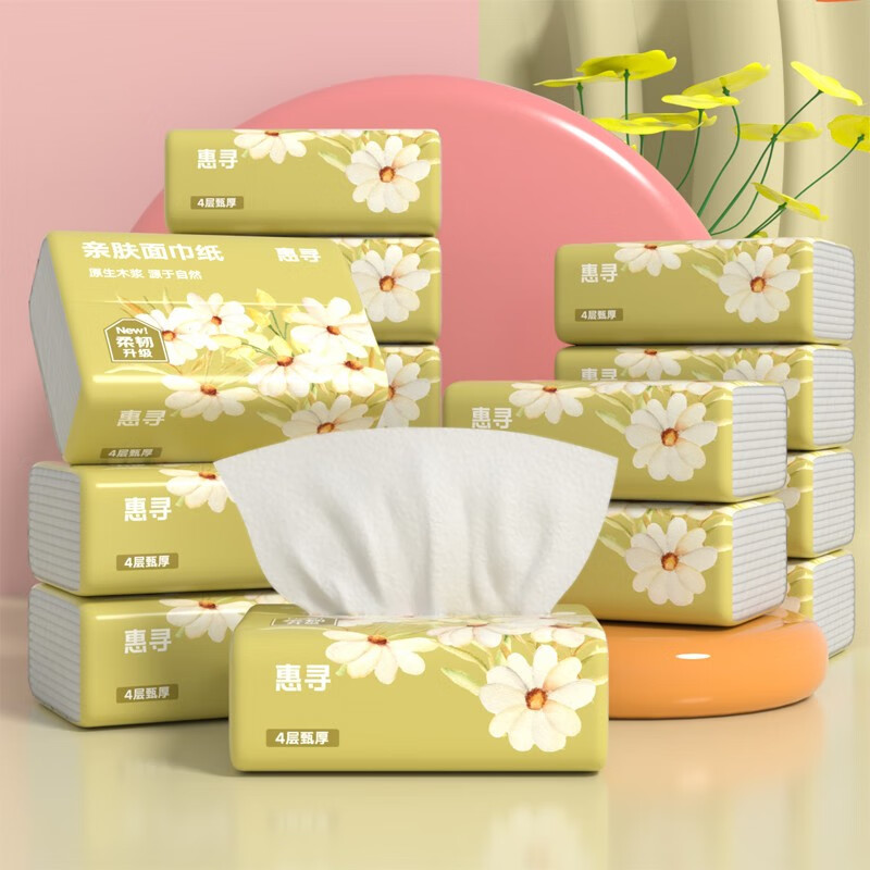 惠寻抽纸京东自有品牌纸巾家用餐巾纸 体验6包【120×175mm×300张】