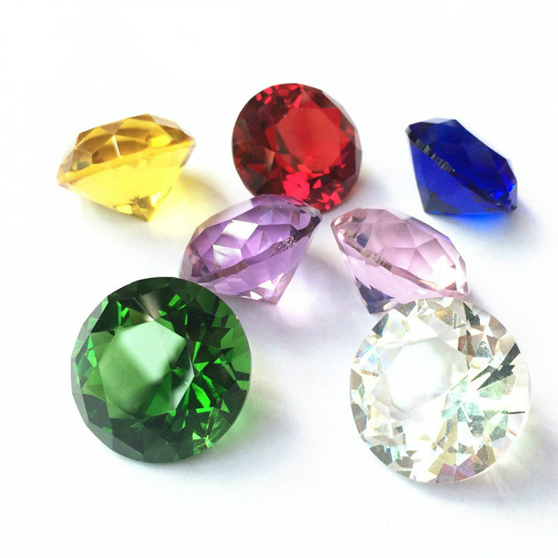 4厘米儿童彩色透明水晶玻璃钻石奖励宝石玩具小孩子生日节日礼物 【水晶4厘米】紫色一颗
