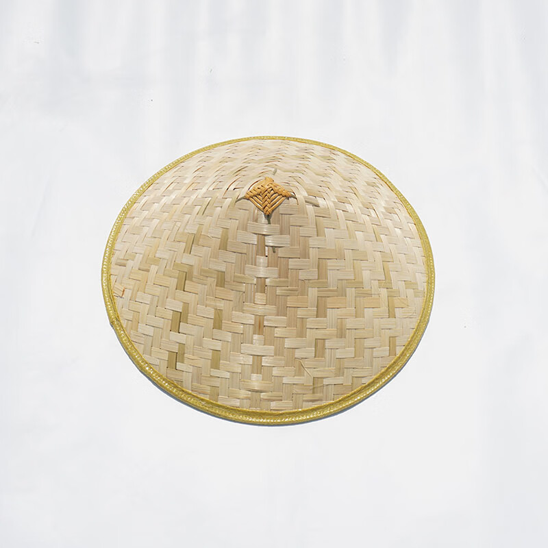 名矜手工竹编斗笠农民户外遮阳雨帽儿童舞台表演草帽大沿采茶三叶帽