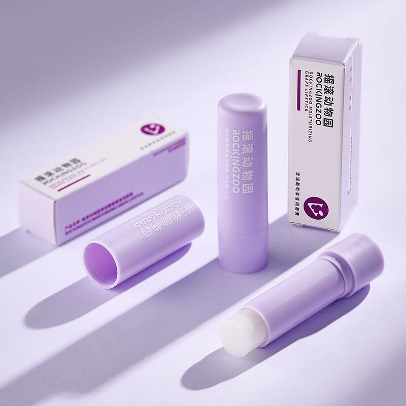 摇滚动物园润唇膏清爽保湿提亮唇色口红打底葡萄果香唇膏唇部护理 葡萄润唇膏4.2g+护手霜30ml+护手霜15ml