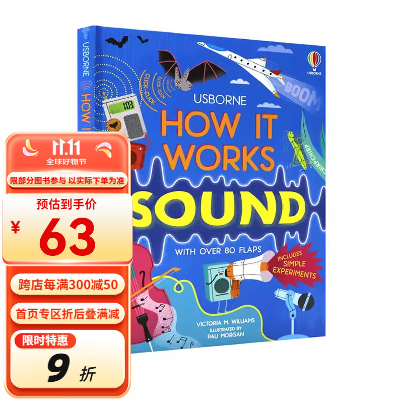 英文原版 How It Works: Sound 声音如何传播的 纸板翻翻书 大开本 尤斯伯恩 儿童科普认知绘本 1