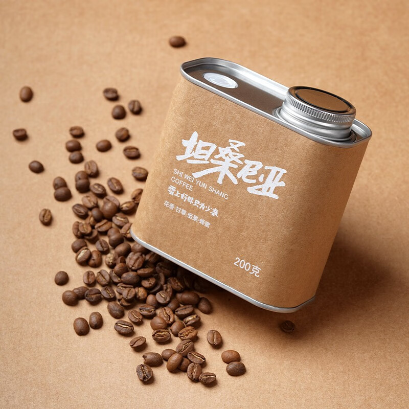 豆新鲜烘焙现磨手冲特浓醇香进口咖啡豆200克罐装 柔和明亮 坦桑尼亚