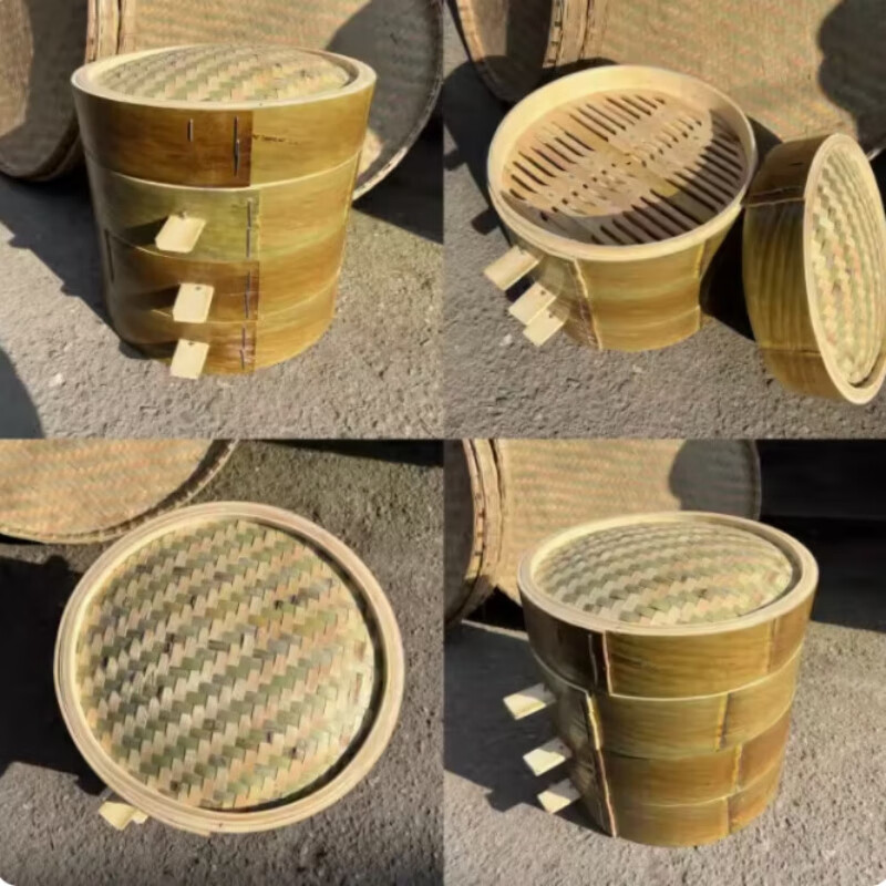 辰至尚品 蒸笼纯手工四川青皮无胶水竹制蒸笼小笼包加深竹笼屉家用