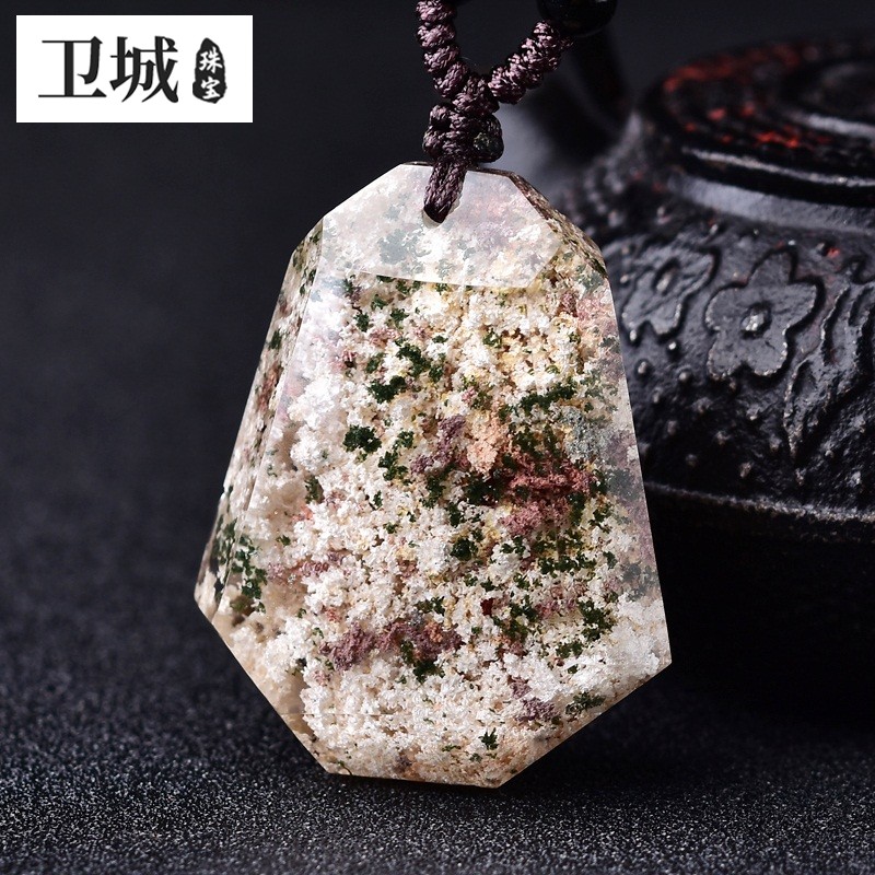 卫城 彩色幽灵水晶吊坠 红绿黄白四季幽灵异像挂件 男女水晶项链饰品