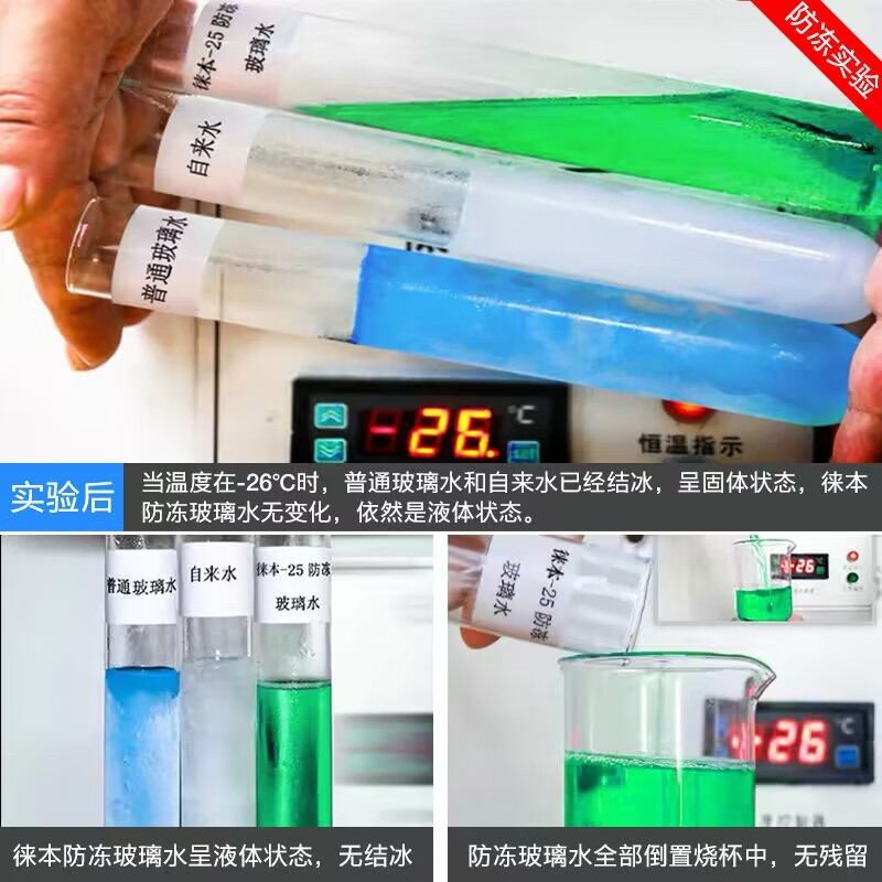 HELLOLEIBOO徕本防冻玻璃水汽车车用雨刮水液四季通用大桶零下40度强力去污 1瓶装/试用装 -25℃ 1.3L * 1瓶