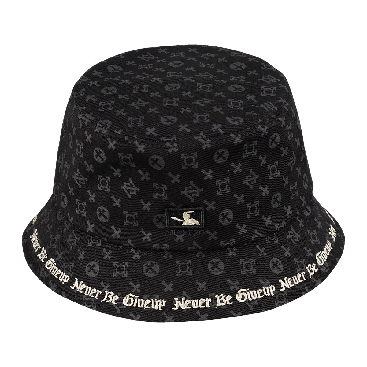 sunhero个性潮牌原创渔夫帽印花款字母边绣帽檐刺绣渔夫帽盆帽明星款街头 字母边绣渔夫帽 XL （59-61cm）[仅适大头男]
