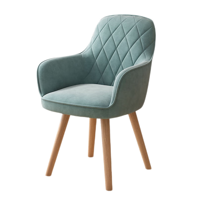 斯驼尔 电脑椅家用舒适书房办公椅卧室女化妆凳宿舍靠背学习久坐书桌椅子 浅蓝色冰雪绒不可旋转 实木脚