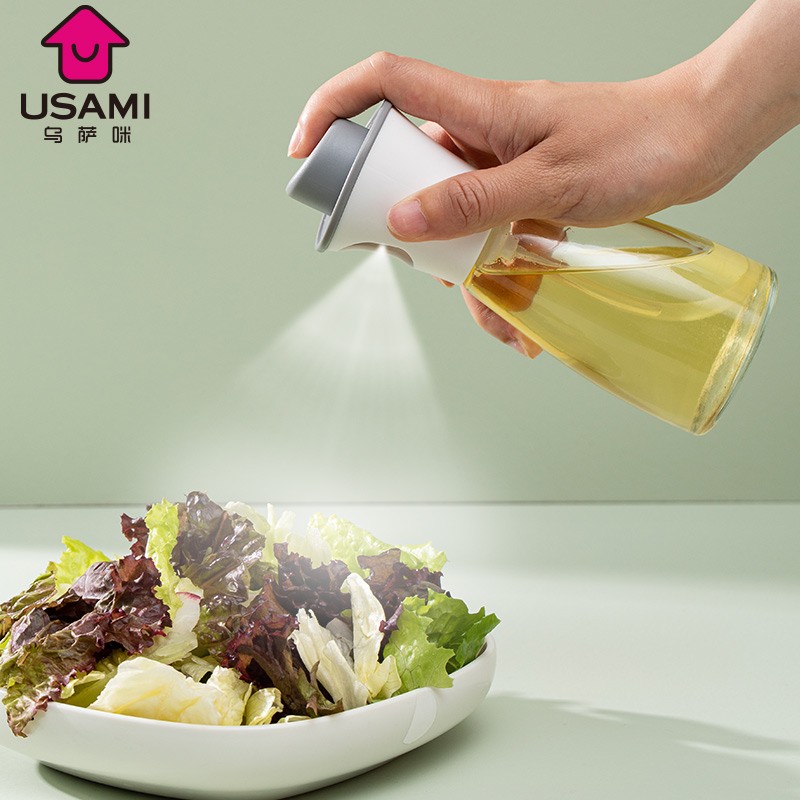 乌萨咪（USAMI）日本喷油瓶厨房烧烤喷雾食用油雾状化玻璃加厚健身减脂橄榄油壶 170ML