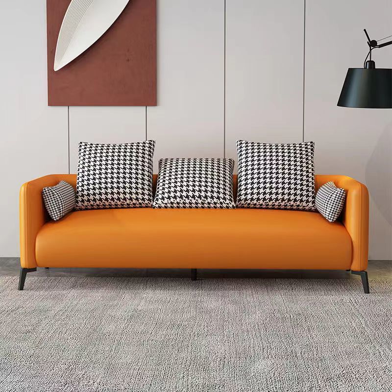 小户型科技布沙发网红客厅公寓出租房二三人位奶茶服装店 爱马仕橙