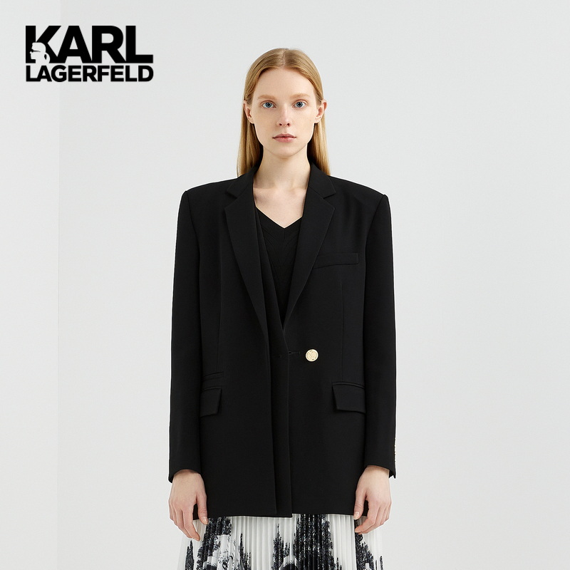 karl lagerfeldkarl lagerfeld黑色系带西装外套轻奢 黑色 38