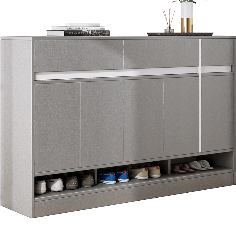 宜造鞋柜家用门口大容量省空间收纳玄关柜阳台储物简约现代门厅柜 【五门三抽】灰色140*30*80cm 组装