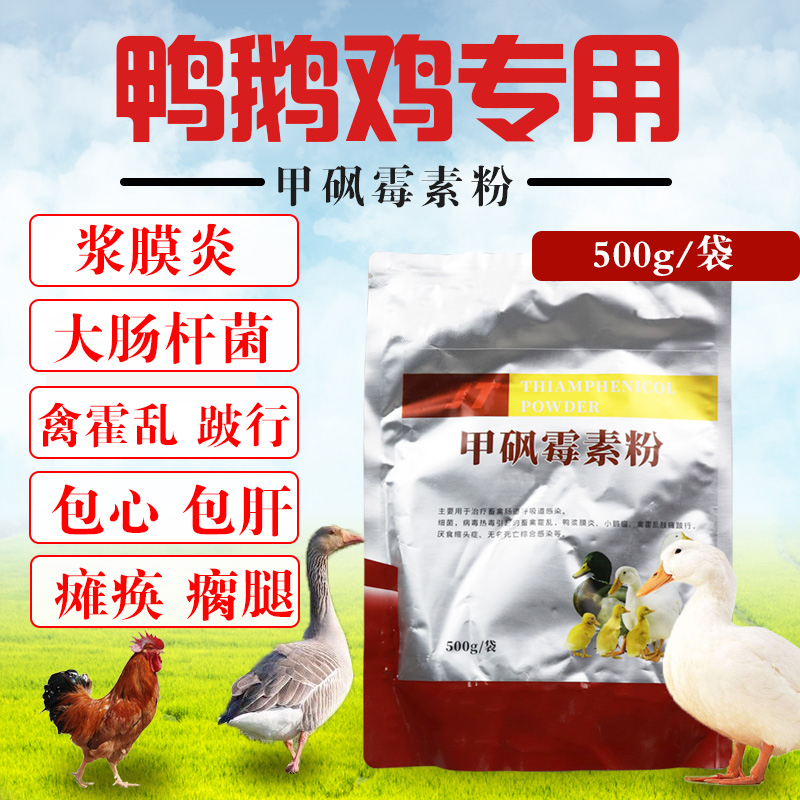 甲砜霉素粉 兽用药粉鸭疫康大肠杆菌鹅重症鸡药大全 鸭浆膜炎药 1袋