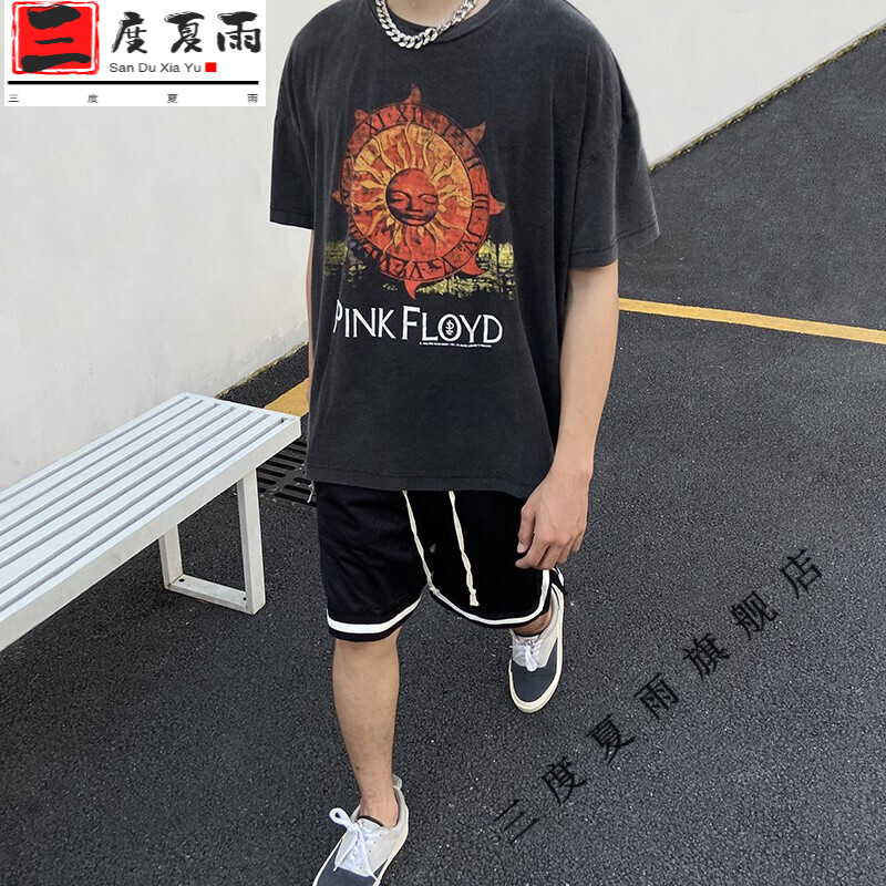 太阳神vintage潮流风宽松高街嘻哈百搭男女短袖t恤 vintage太阳神短袖
