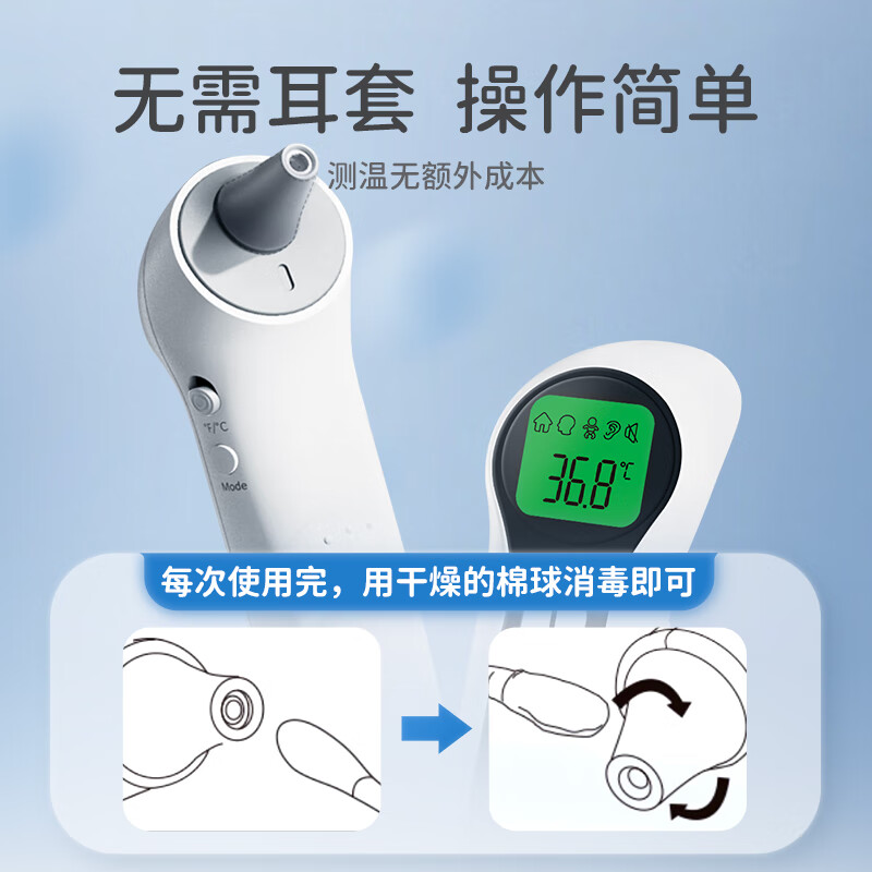 康华生物 欧盟认证耳温枪额温枪医用标准高精准体温枪家用物温测温仪婴儿儿童成人红外电子体温计温度计 JPD-FR300
