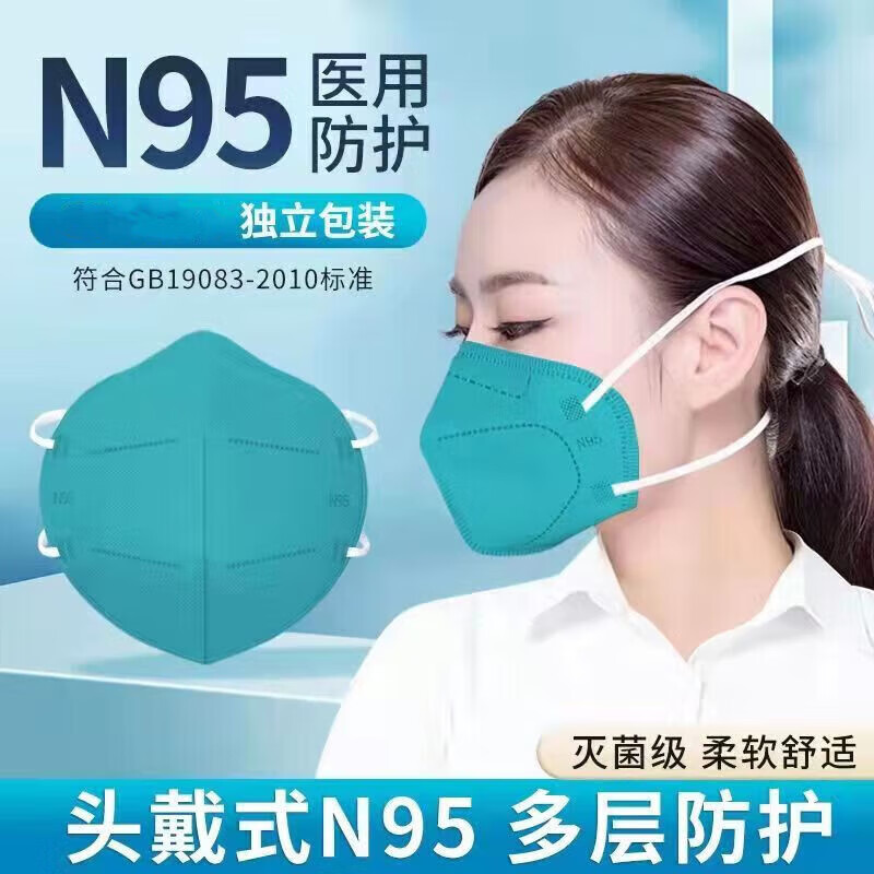 n95口罩医用防病菌防尘口罩医用n95口罩头戴式灭菌绑带式医用级别 润