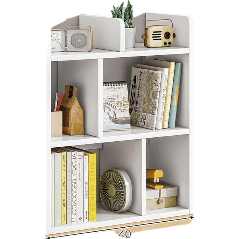 醉季 树形书架落地置物架多层简易收纳架绘本架简约创意家用学生 暖白色40*17*48CM 多层储物树形设计