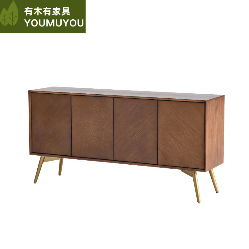 婕茵桐鱼骨纹美式实木餐边柜客厅靠墙储物柜轻奢复古家用置物茶水收纳