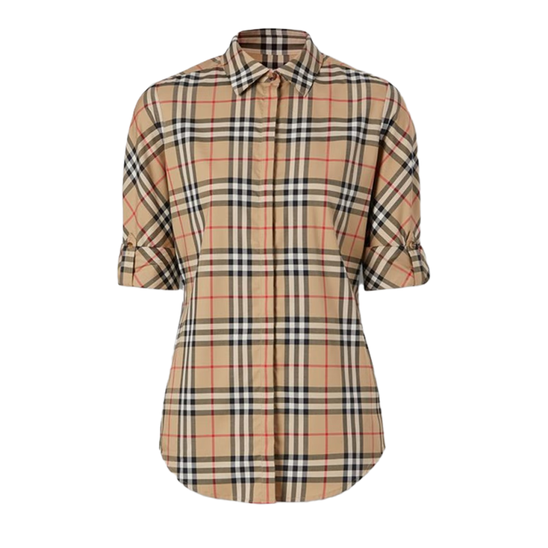 博柏利（BURBERRY）【七夕礼物】女装 Vintage 格纹弹力棉质斜纹衬衫