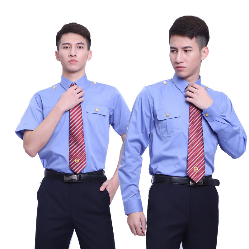 辅勤警工作服19式铁路男士衬衣短袖路服男款长袖蓝色衬衫工作服制 男