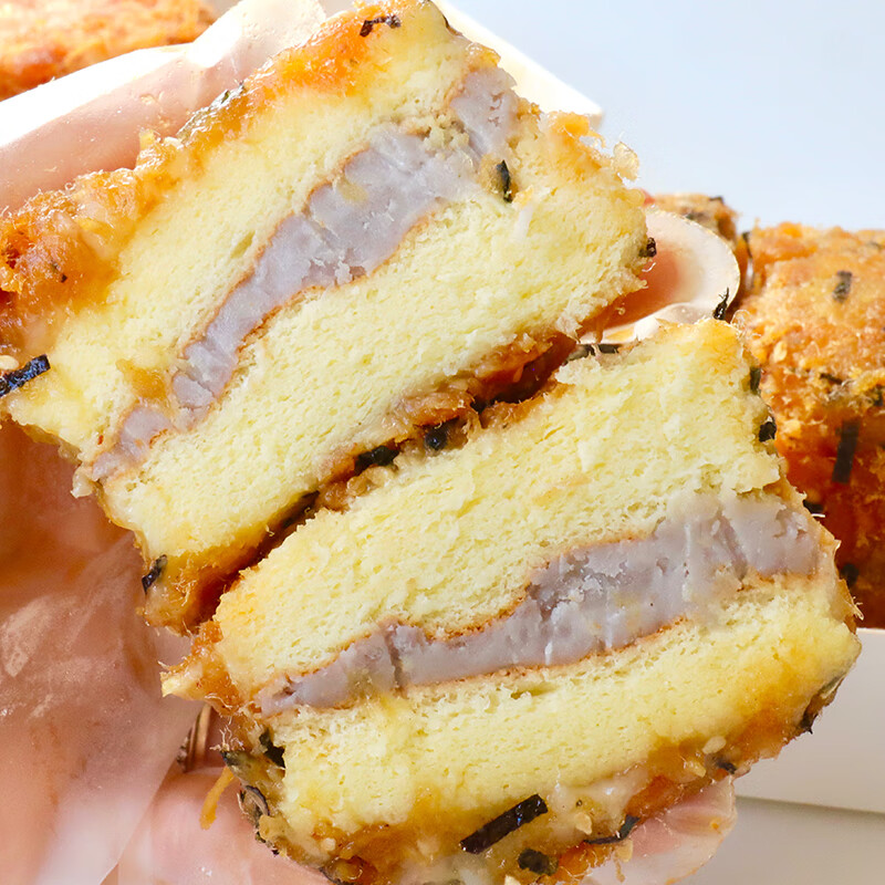 不饱的面包 芋泥海苔牛肉味肉松可可肉松小贝爆浆流心小贝 芋泥海苔