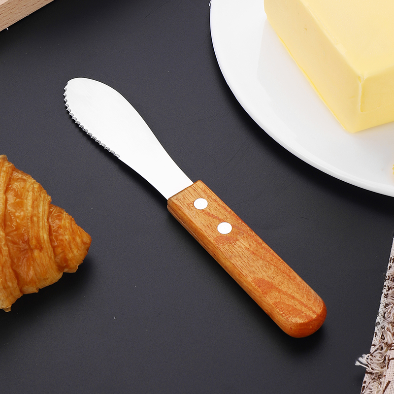 不锈钢木柄黄油刀抹刀牛油刀奶酪刀果酱抹刀面包抹酱刀西餐刀餐具