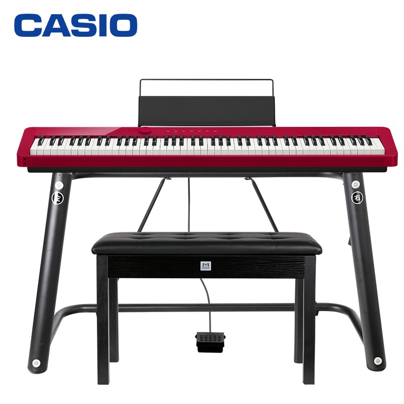 卡西欧（CASIO）电钢琴PX-S1000RD红色 88键重锤电子钢琴智能触屏便捷双电时尚家庭款（单机+琴架+琴凳）
