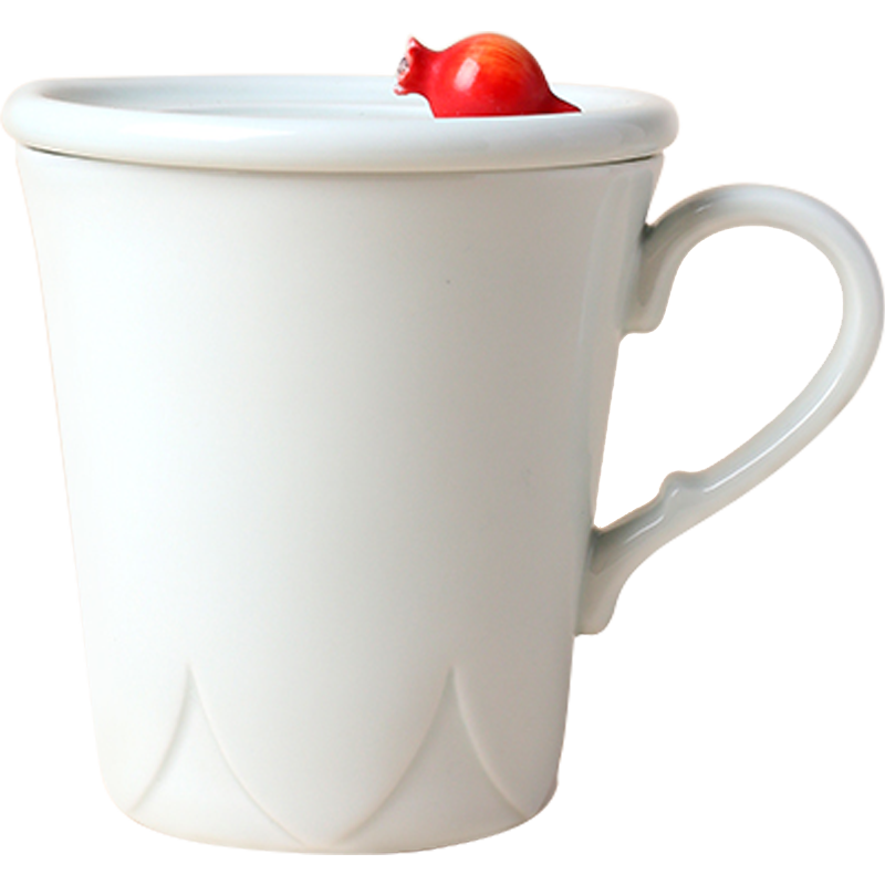 陸寶臺灣陸寶陶瓷茶具富貴石榴蓋杯泡茶馬克咖啡杯子茶器帶蓋文藝風 影青