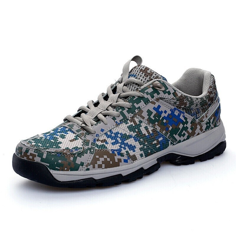 狂七 迷彩跑鞋训练鞋男登山鞋超轻运动跑步鞋军训训练鞋胶鞋 迷彩鞋布