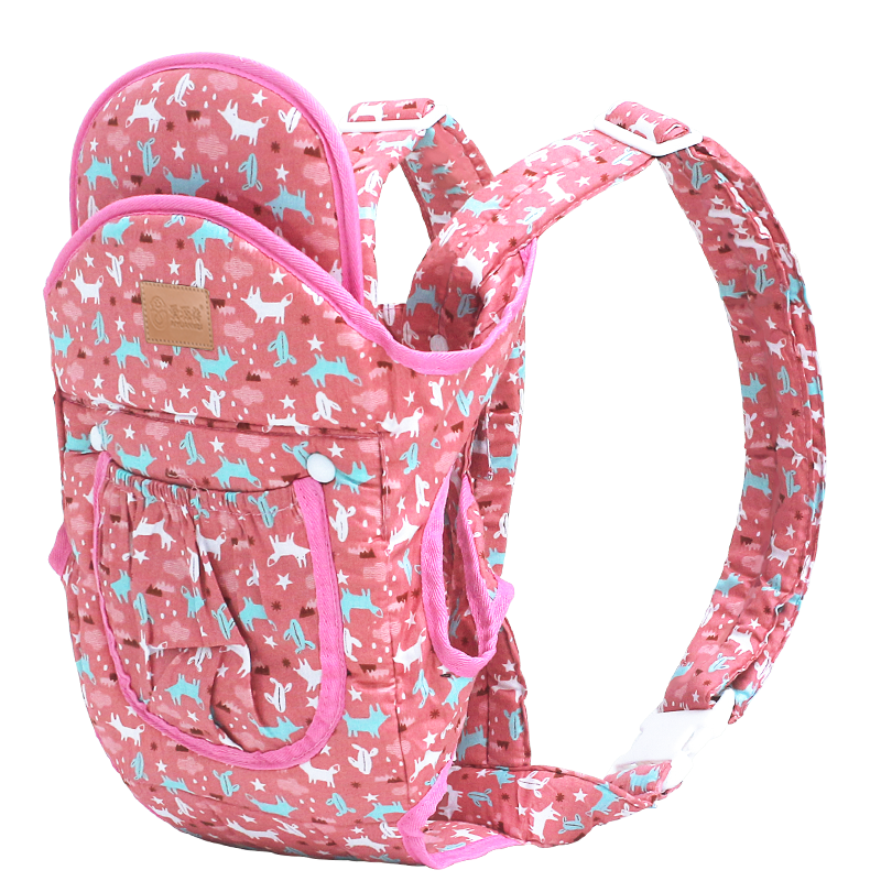 愛(ài)源美(aiyuanmei)嬰兒背帶前后兩用夏季透氣網(wǎng)多功能新生兒橫抱前抱式寶寶外出簡(jiǎn)易 粉色小動(dòng)物 四季布款