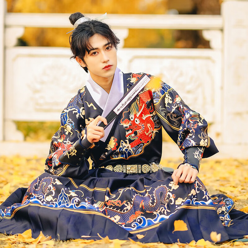 创京懿选明朝锦衣卫服装男套明制汉服男装绣春蟒袍古装中国风 a(蓝