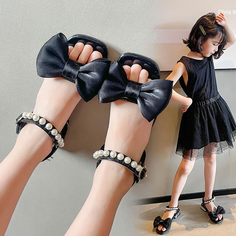 琳诗璐女童凉鞋10岁至12岁女童凉鞋2024夏季儿童高跟鞋时尚蝴蝶结