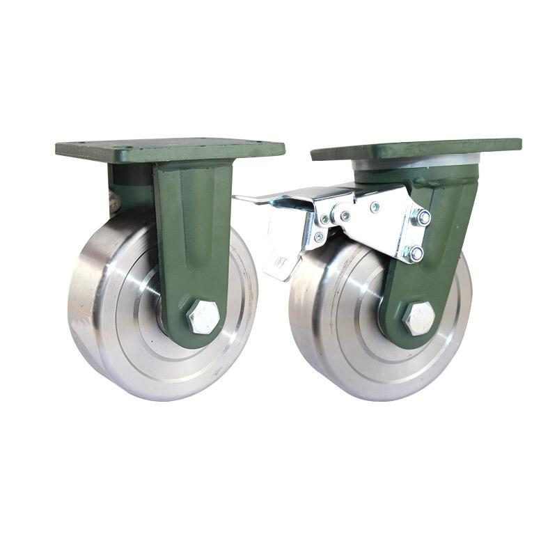 facemini cj-534 超重型万向轮全铁锻钢定向设备轮子 万向带刹车 8寸