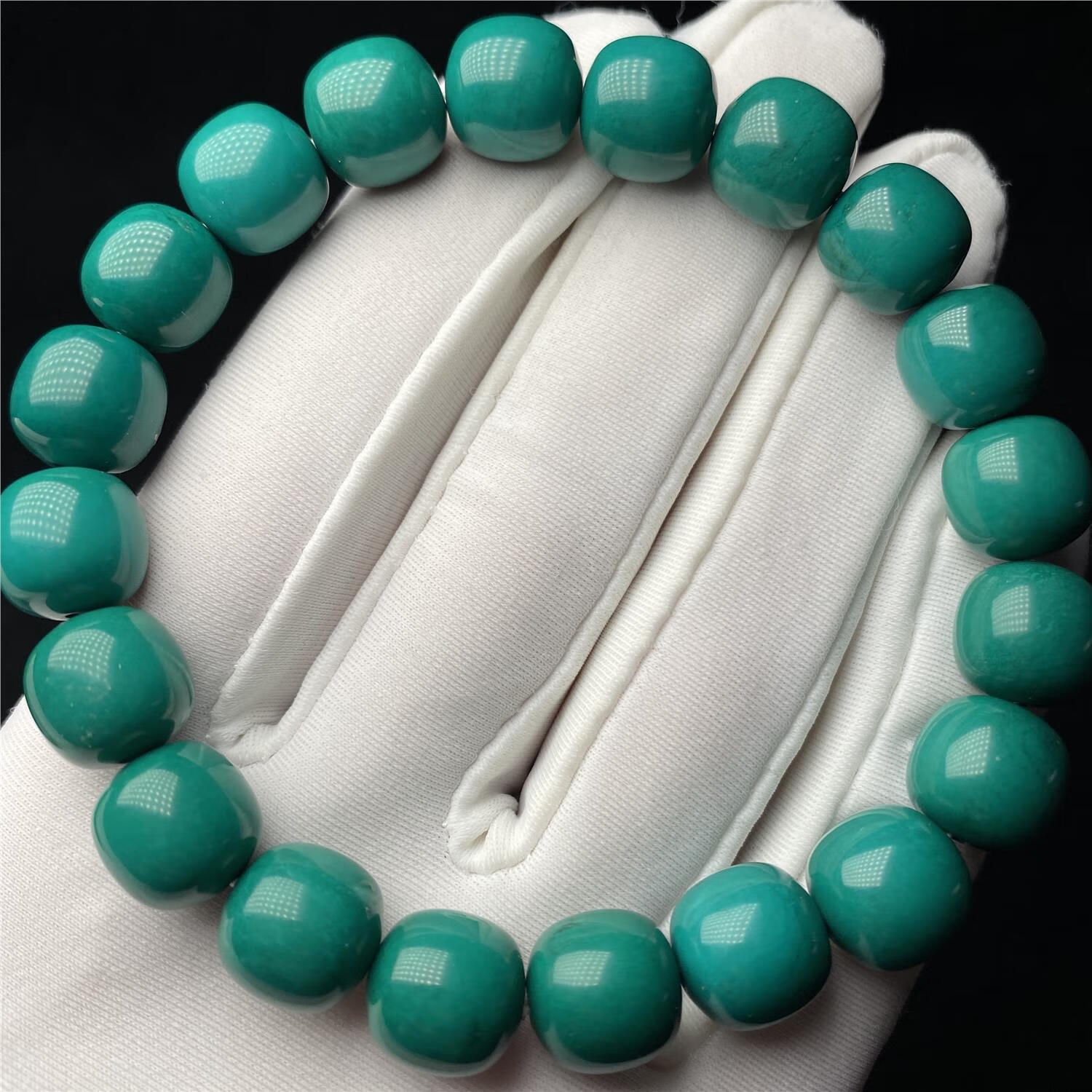 然10mm金龙山老油绿玉化料绿松石老型手串手链散配珠