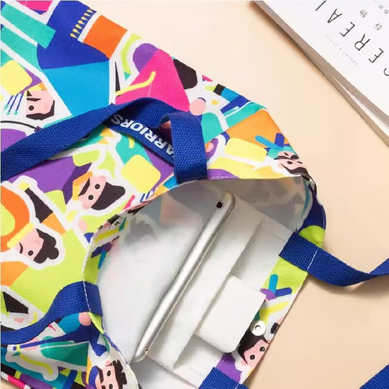 秦始皇兵马俑博物馆西安文创几何兵马俑帆布袋时尚手拎礼品包包礼物旅行手提袋帆布包 彩色-几何兵马俑帆布包-竖版