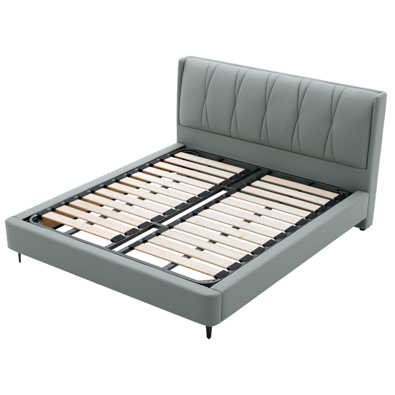 大自然皮艺床 意式风格卧室家具真皮实木床 1.5米1.8米单人/双人床架【B53】 B53床具H(高款)+G53床头柜*2 180*200CM