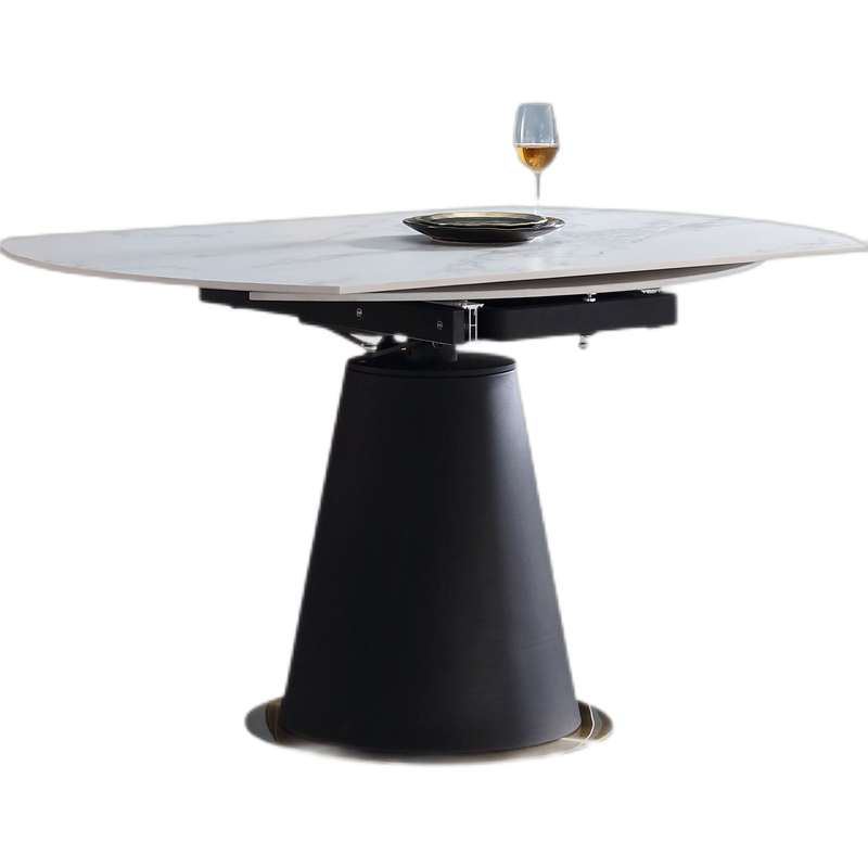 凯帝格 意式极简岩板伸缩圆餐桌轻奢小户型家用饭桌简约进口餐桌椅组合 【进口岩板】餐桌 长1.35*宽1.35*高0.75（米）