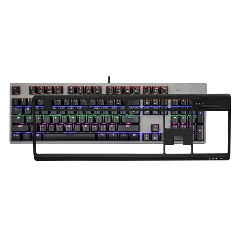 讯拓（Sunt）K01PRO机械键盘青轴 可拆防尘面盖 有线104键混光 游戏吃鸡台式电脑笔记本键盘 黑色