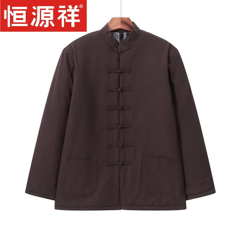 恒源祥秋冬纯棉老粗布唐装棉袄男中式加厚棉衣外套男中老年保暖棉服汉服 棕色 165/M使用感如何?