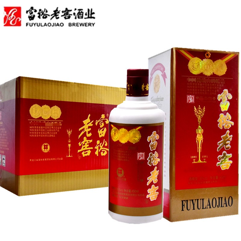【厂家直供】6瓶白酒450ml富裕老窖白酒红部优35度粮食白酒富裕部优