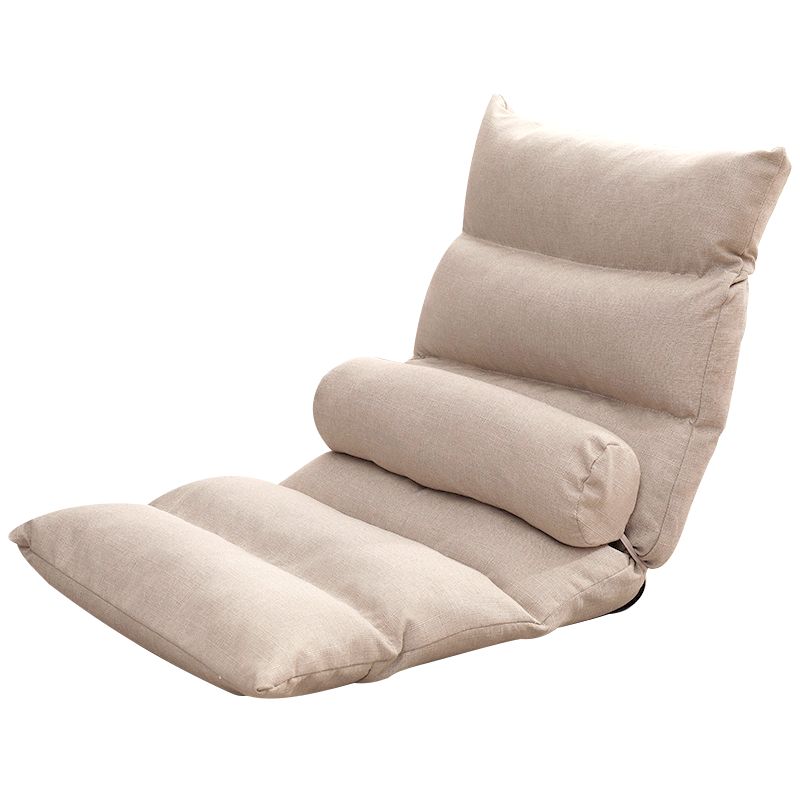 L&S懒人沙发懒人沙发折叠单人小户型床上椅子靠背阳台休闲椅卧室小沙发LZ006 【加厚升级可拆洗】+【腰枕】【米白色】