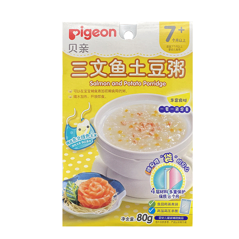 pigeon 贝亲 婴幼儿辅食粥 三文鱼土豆味 80g