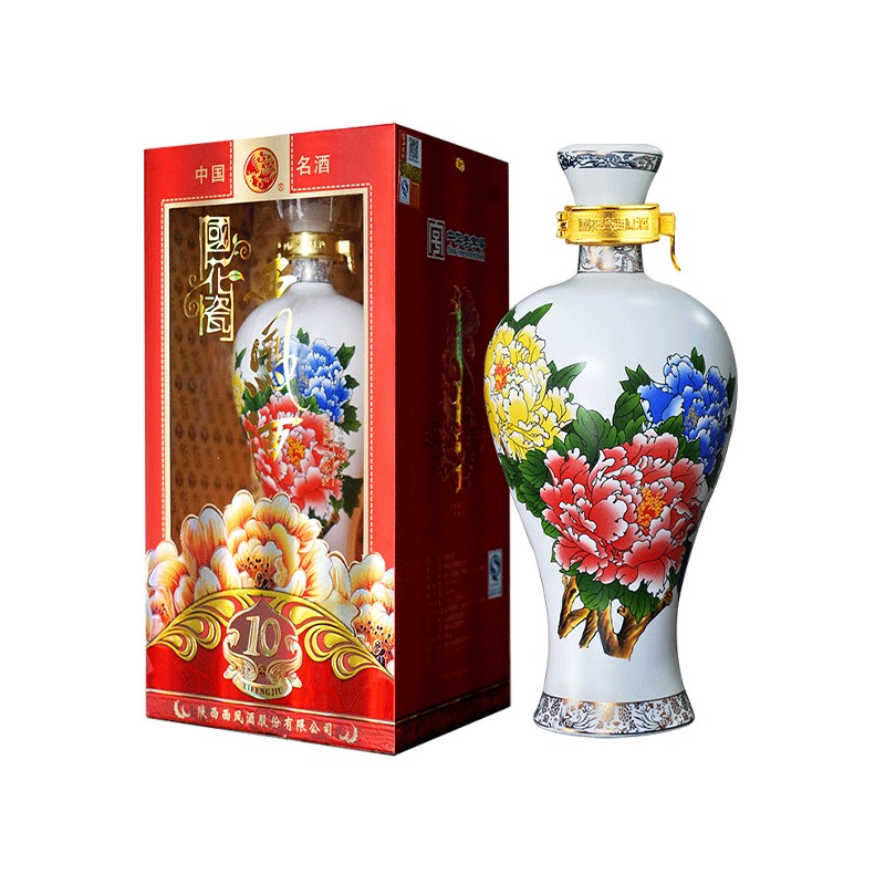 西凤酒国花瓷【17年生产】10年白45度 45度 500ml 1瓶