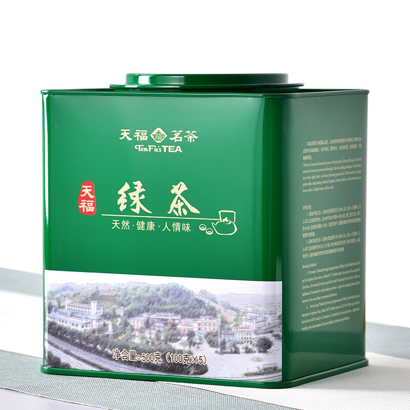 天福 茗茶 绿茶峨眉山绿茶 四川原产绿茶茶叶 2022新茶 500g罐装