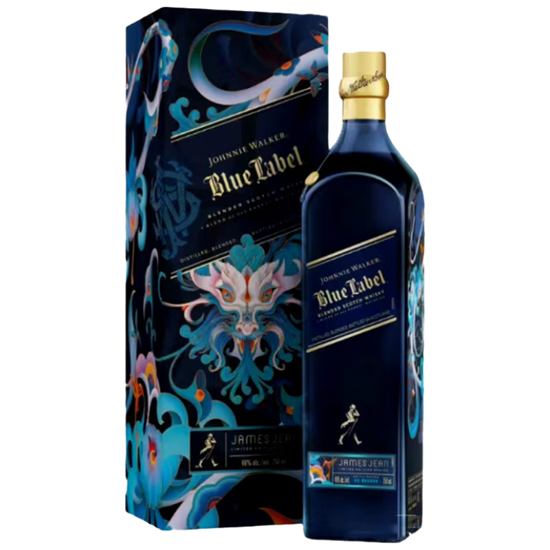 尊尼获加（JOHNNIE WALKER）蓝牌 龙年特别版 苏格兰威士忌 1L 40度 礼盒装 进口洋酒