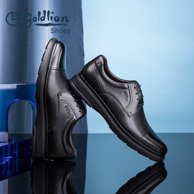 金利来（Goldlion）皮鞋男商务正装鞋男士皮鞋三接头德比鞋婚鞋轻质大底商务休闲皮鞋 黑色 40