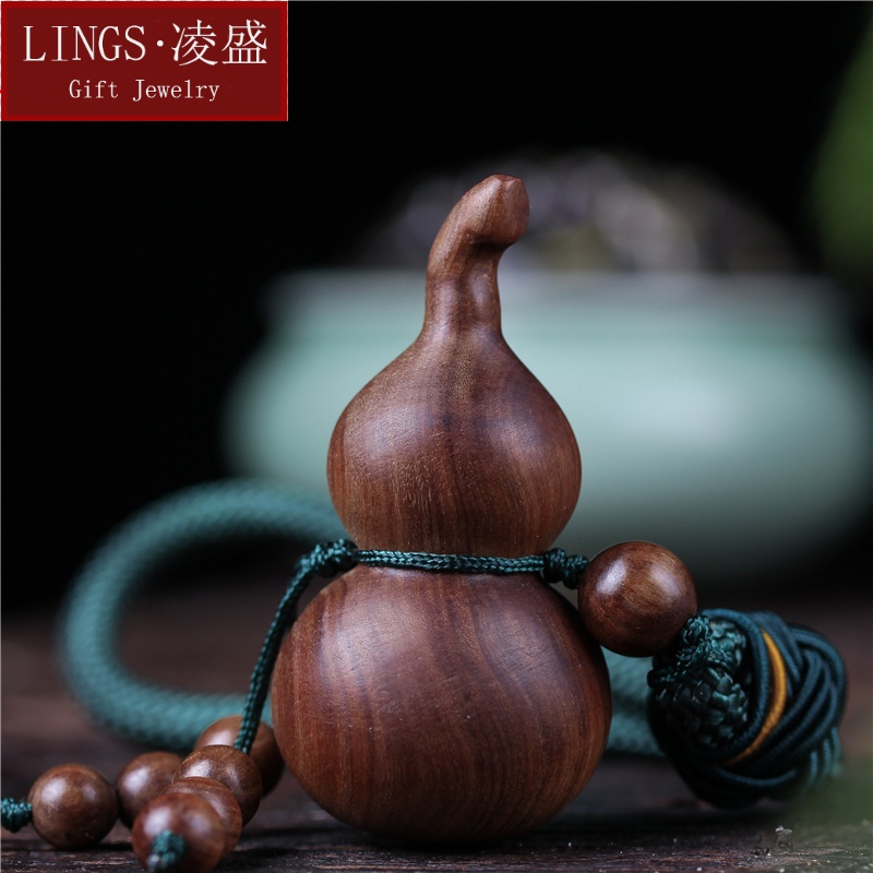 凌盛 老山檀香葫芦手把件锤纹平安福禄文玩摆件醇化黑肉老料七夕情人