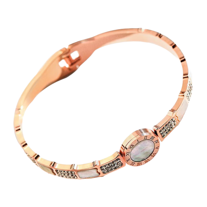 劳拉图（LAOLATU）手镯女高级感轻奢罗马字母开口简约韩版手环送女友生日情人节礼物 玫瑰金色