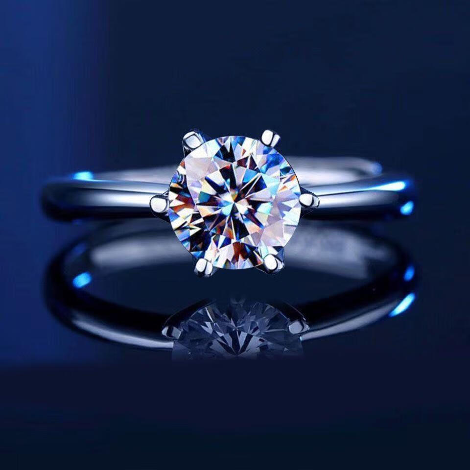 纤姿色莫桑石钻戒女纯银情侣一对男女戒指结婚订婚送女友情人节礼物 a