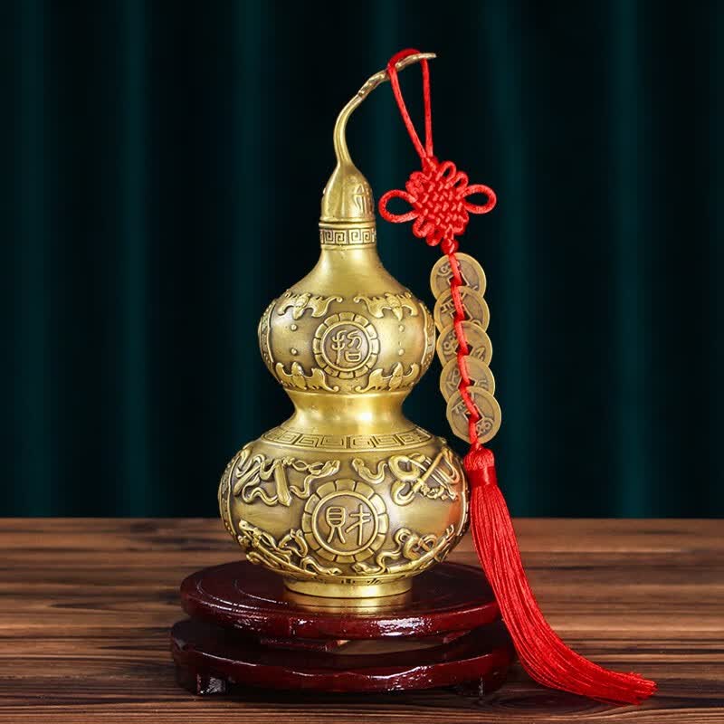藏弛铜葫芦摆件黄铜八卦葫芦招财开口空心铜葫芦玄关客厅摆设大小号