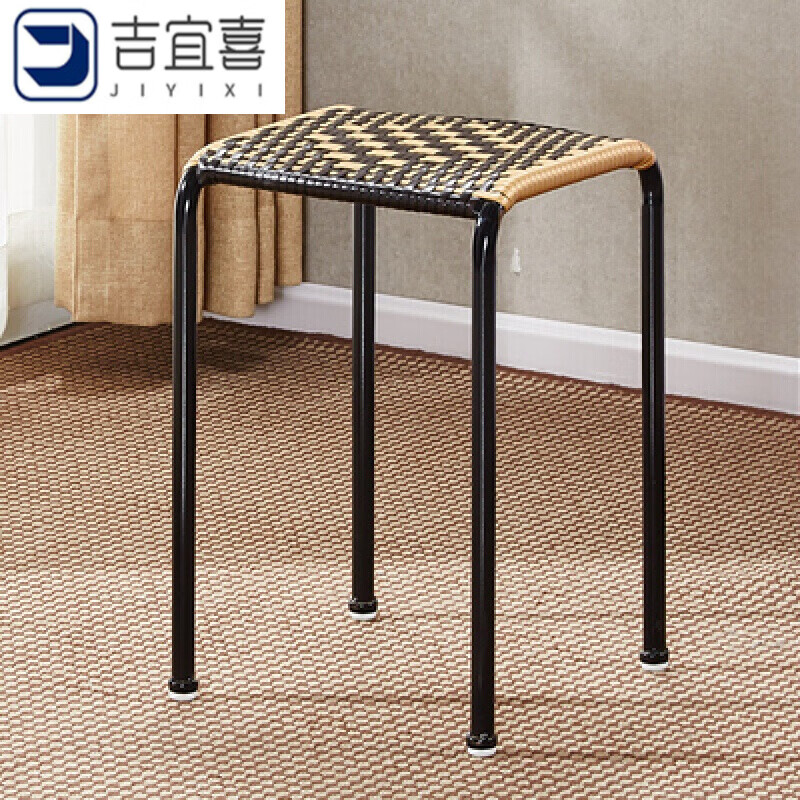 创意小藤条凳子手工编织藤条仿墨君藤椅喝茶凳休闲矮凳子 普通款双色